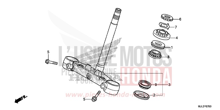 TIGE DE DIRECTION de NC750X DCT SWORD SILVER METALLIC (NHA95) 2014